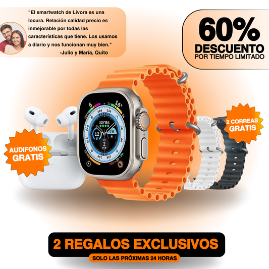 Smart Watch Ultra Pro™ + 2 Correas y Audífonos (GRATIS) - Edición Limitada