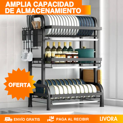 ESTANTE ESCURRIDOR PARA PLATOS DE 3 NIVELES