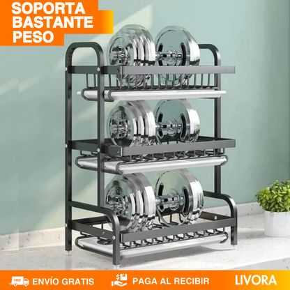 ESTANTE ESCURRIDOR PARA PLATOS DE 3 NIVELES